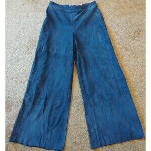 Haute Hippie Blue Suede Wide Leg Cropped Pant NWT Size 0